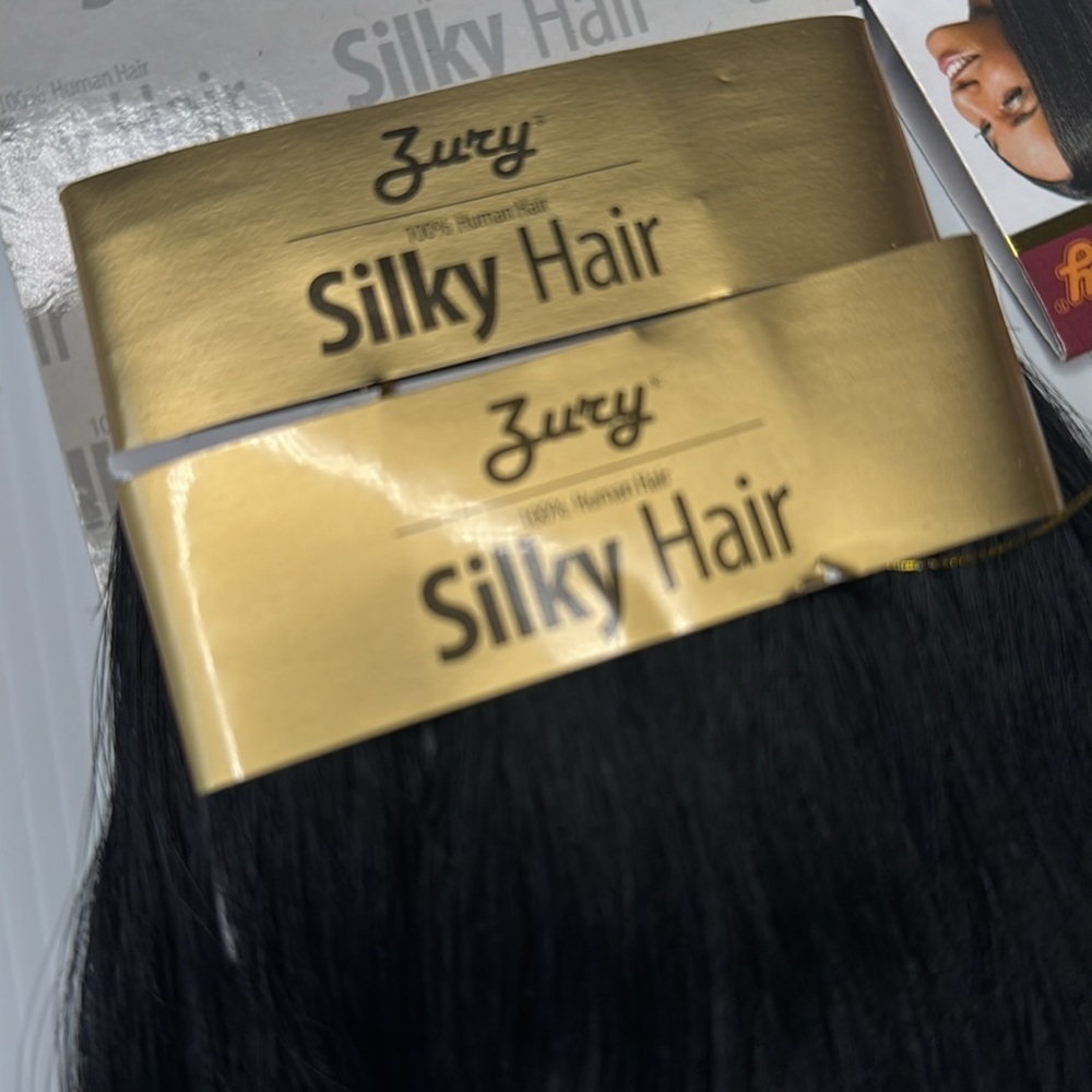 Silky 100% Black Human  Hair Extensions 16 In - Picture 4 of 5